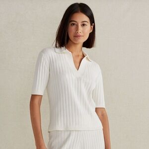 Haven Well Within Organic Cotton Ribbed Polo. Size Medium.